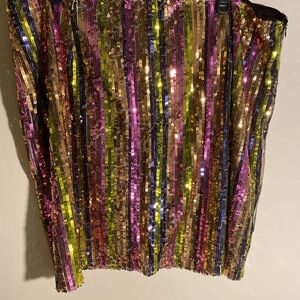 Sequin Striped Skirt - Multicolor